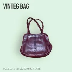 Vintage shoulder leather bag red ボルドー