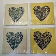 新品未使用 まとめ売り 手すき紙 ハート グリーティングカード 封筒付