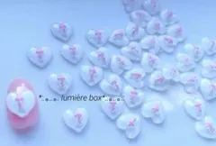 ♡クロスハート♡ネイルパーツ White 40個　夜光