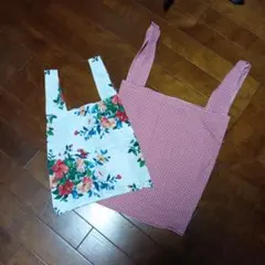 花柄とチェック柄のエコバッグ2点セット