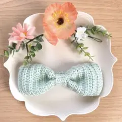 ハンドメイド　ベビー　ヘアバンド　ヘアリボン 新生児　〜　一歳児　ベビーグリーン