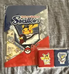 東京ヤクルトスワローズ ピカチュウ リストバンド クリアファイル巾着