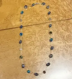 最終価格　ガラスビーズ　ネックレス　ブルー系　スターリングシルバー