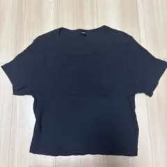 UNIQLO ブラック リブクロップドT（半袖）