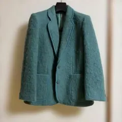 ターコイズ ウール ダブルブレストジャケット　きりんバッジおまけ付き