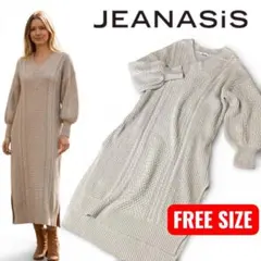 美品　JEANASIS ジーナシス ケーブル編み Vネック ニットワンピース