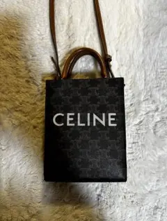 CELINE ロゴ入り ブラック ショルダーバッグ