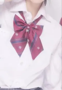 制服リボン　ストライプ ワインレッド