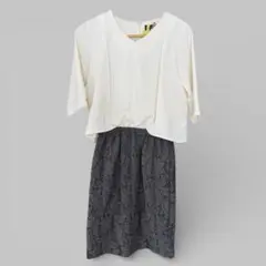 ドッキングワンピース ホワイト/グレー