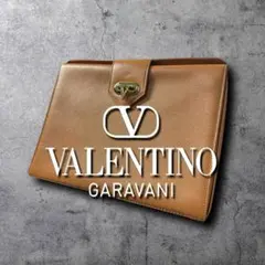 90s VALENTINO Vロゴ金具 シボレザー エンベロープ型クラッチバッグ