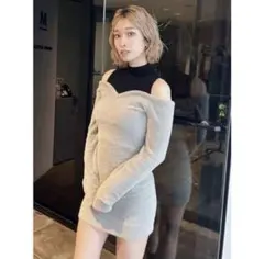 GYDA オフショル シャギードッキングニットワンピース