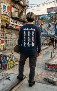 本日終了セール【希少・袖ロゴ】RIPNDIPリップンディップ ロンT 猫 [L]