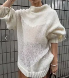 Ameri VINTAGE モヘアルーズニット イン ナー付きホワイト