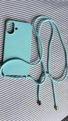 iPhone 16 plusミントグリーン ショルダーストラップ付きスマホケース
