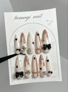 ネイルチップ バレンタイン チョコ スナ系 量産型ガーリー ちゅるん No.83