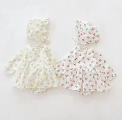 新品　未使用　赤ちゃん　子供　セット　チェリー ボンネット ロンパース 赤ちゃん