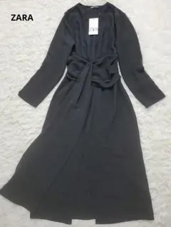 タグ付き/未使用✨ザラ　ロングワンピース　ドレス　ウエストリボン　大きいサイズ