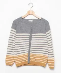 LEPSIM ボーダー柄 ニット カーディガン M グレー レプシィム 美品