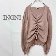 【イング INGNI】長袖ニット シャーリング Vネックニット ピンク M