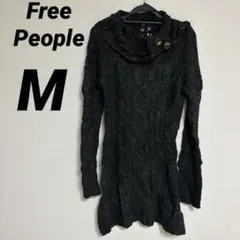 Free People ブラック ニットワンピース【M】タートルネック　襟ボタン