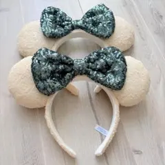 ディズニーリゾート　ミニー　カチューシャ　白　緑　セット