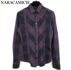 NARACAMICIEナラカミーチェ 長袖ストレッチブラウス シャツ チェック