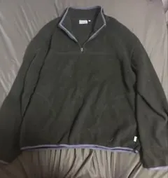 黒いフリースジャケット 襟付き メンズ ハーフジップ