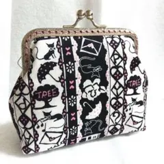 ハンドメイド　がま口ポーチ　小物入れ　黒猫