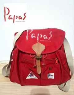 【美品希少】PAPAS リュック ヴィンテージ90's レザー ナイロン レッド