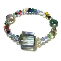 青紫緑 ハンドメイド カラフルビーズブレスレット