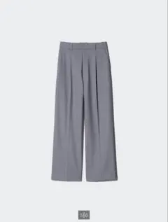 ユニクロ　グレー タックワイドパンツ センタープレス