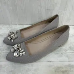 WA ORiental TRafficビジュー付グレーフラットシューズ23cm