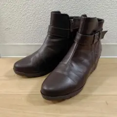 ダークブラウン ウェッジブーツ
