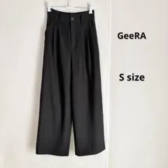 GeeRA ジーラ　タックワイドパンツ　S ブラック　ハイウエスト
