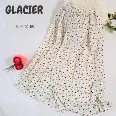 GLACIER 清楚系 小花柄 ロングプリーツスカート M ホワイト ハニーズのサムネイル