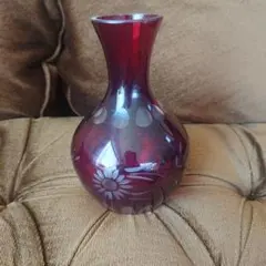 桐子硝子細工製品ワインレッドアンティーク