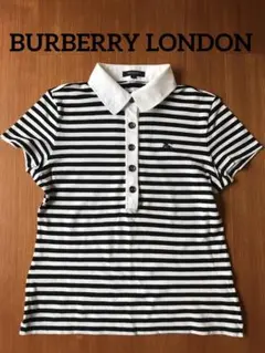 BURBERRY LONDON ボーダー半袖ポロシャツ　M ロゴ刺繍