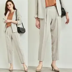 極美品 リネンライク テーパードパンツ セットアップ可 カチリラ