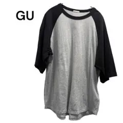 GU ラグラン 七分袖 カットソー グレー×ブラック Mのサムネイル