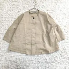 Theory luxe リネンブレンドノーカラーショートスリーブジャケット