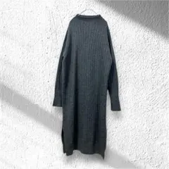ダーマコレクション ウールリブニットワンピース ロング丈 長袖 グレー