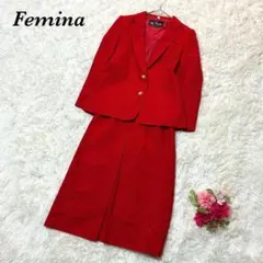 フェミナ スカートセットアップ 赤 レトロ バブリー 個性的 パーティー 無地