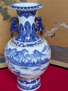 中国古董　大清乾隆　特大花瓶　九谷燒　有田烧　染付 山水　青花 中国古董 大清乾隆 特大花瓶 九谷燒 有田烧 染付 山水 青花 - メルカリ