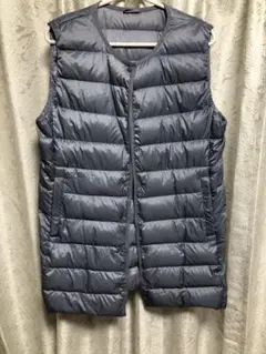 ノーカラーロングダウンベスト（Ｌ）