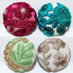 インド刺繍　№3744　4点セット　㉗ミリ
