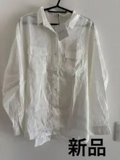 【新品】PLST リネンミックスオーバーサイズシャツ　白のサムネイル