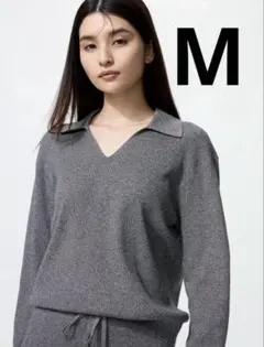 ユニクロ　ウォッシャブルニットリブポロセーター　UNIQLO Mサイズ