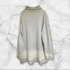 シンプルライフ ニット タートルネック 長袖 ストライプ ライトグレー 春服