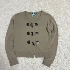 バーバリーブルーレーベル　ニットカーディガン　ウール100% 牛革　38