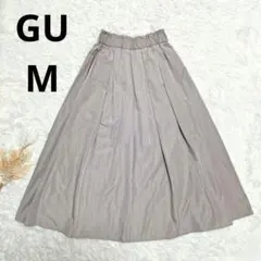 GU タフタ フレアミディスカート ブラウン M